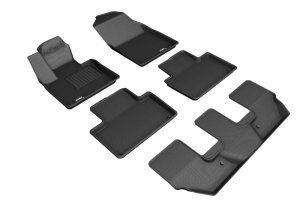 Volvo XC90 Floor Mats - Front + Rear - 3D MAXpider - KAGU - Black - `15-`24